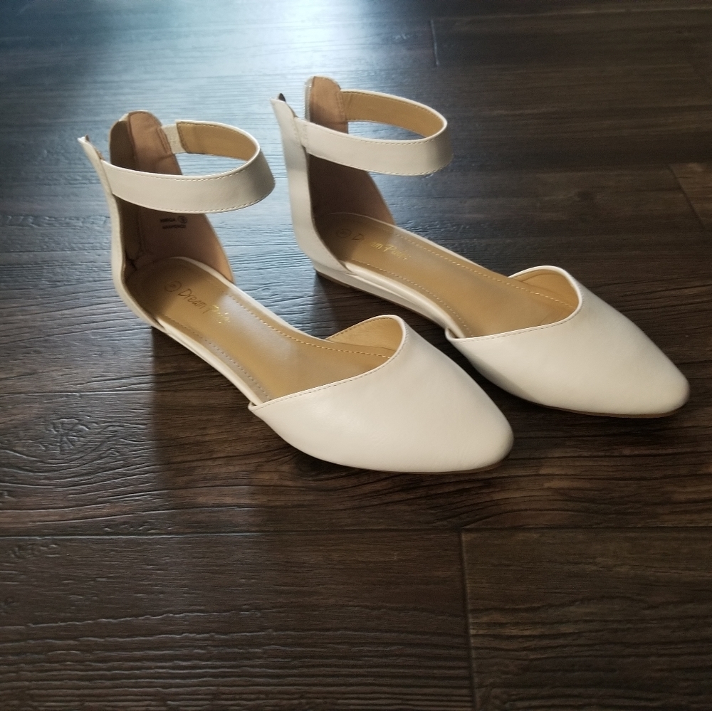 White low wedge flats women